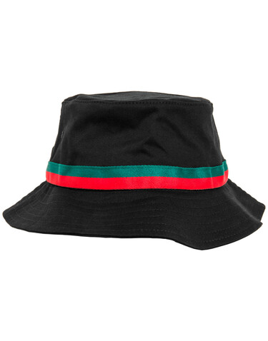 Flexfit Stripe Bucket Hat, White/Firered/Green, One Size bedrucken, Art.-Nr. 393680840
