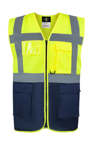 Korntex Executive Safety Vest Hamburg, Yellow/Navy, M bedrucken, Art.-Nr. 403136523 Korntex Executive Safety Vest Hamburg, Yellow/Navy, M bedrucken, Art.-Nr. 403136523