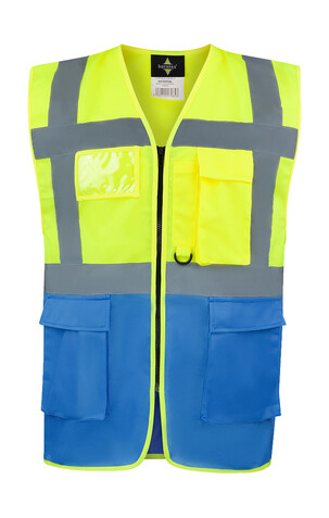 Korntex Executive Safety Vest Hamburg, Yellow/Blue, 3XL bedrucken, Art.-Nr. 403136537 Korntex Executive Safety Vest Hamburg, Yellow/Blue, 3XL bedrucken, Art.-Nr. 403136537