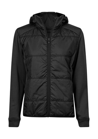 Tee Jays Womens Hybrid-Stretch Hooded Jacket, Black/Black, S bedrucken, Art.-Nr. 456541773