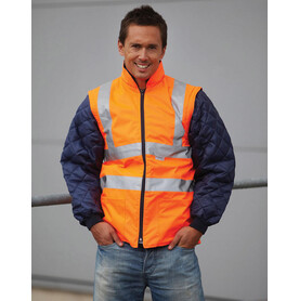 Yoko Fluo Quilted Jacket with Zip-Off Sleeves, Fluo Orange, S bedrucken, Art.-Nr. 495774053 Yoko Fluo Quilted Jacket with Zip-Off Sleeves, Fluo Orange, S bedrucken, Art.-Nr. 495774053