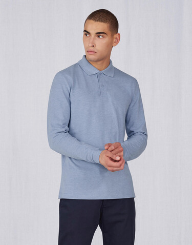 B &amp; C My Polo 210 LSL, Heather Grey Fog, XL bedrucken, Art.-Nr. 530421095