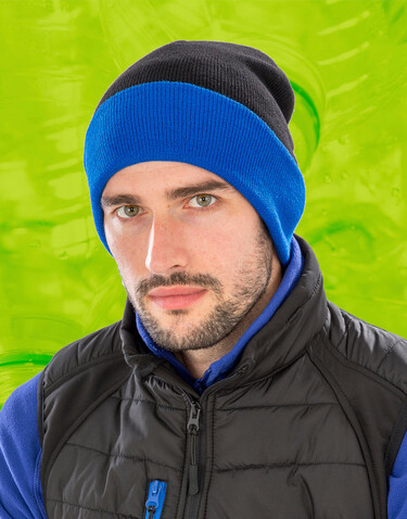 Result Recycled Black Compass Beanie, Black/Grey, One Size bedrucken, Art.-Nr. 602331510