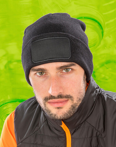 Result Recycled Double Knit Printers Beanie, Black, One Size bedrucken, Art.-Nr. 605331010