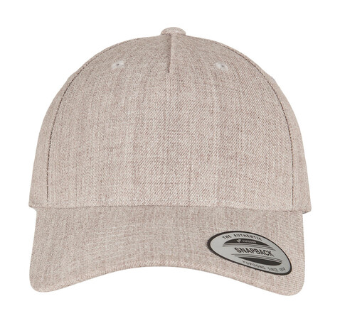 Flexfit 5-Panel Premium Curved Visor Snapback Cap, Heather Grey, One Size bedrucken, Art.-Nr. 617681230
