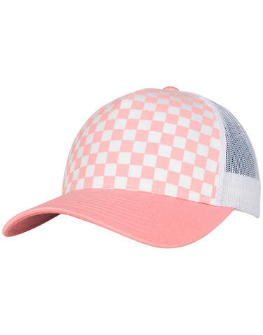 Flexfit Checkerboard Retro Trucker, Lightrose/White, One Size bedrucken, Art.-Nr. 624684560