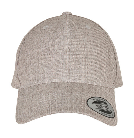 Flexfit Premium Curved Visor Snapback Cap, Heather Grey, One Size bedrucken, Art.-Nr. 626681230
