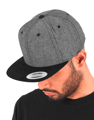 Flexfit Chambray-Suede Snapback, Black/Black, One Size bedrucken, Art.-Nr. 638681510