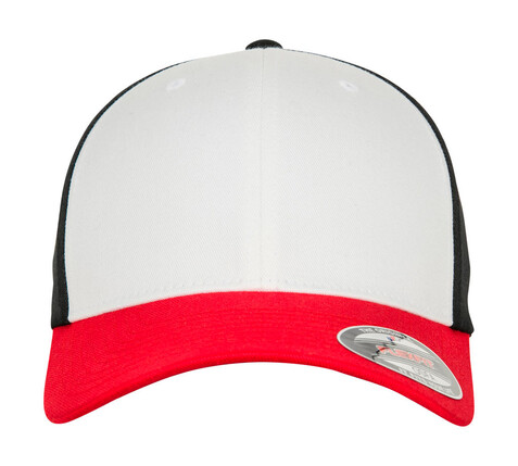Flexfit 3-Tone Flexfit Cap, Red/White/Black, S/M bedrucken, Art.-Nr. 658684811