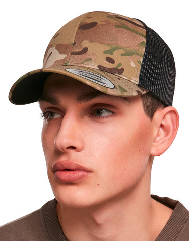 Flexfit Retro Trucker Multicam®, Multicam Black, One Size bedrucken, Art.-Nr. 661681110