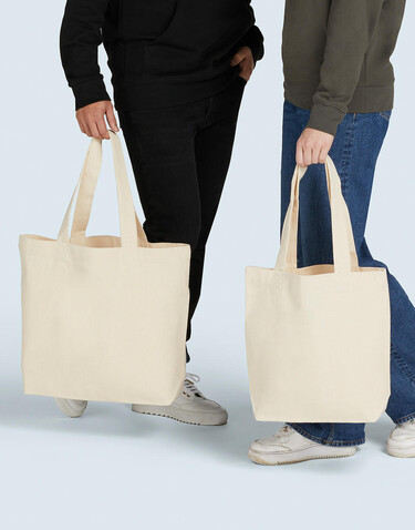 SG ACCESSORIES - BAGS Canvas Wide Shopper LH, Natural, M (39x35x12cm) bedrucken, Art.-Nr. 674570081
