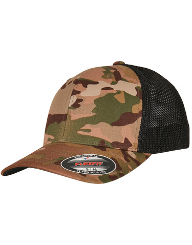 Flexfit Multicam Trucker Mesh Cap, Multicam Black, S/M bedrucken, Art.-Nr. 684681111