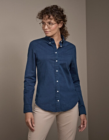 Tee Jays Ladies` Casual Twill Shirt, Indigo, XS bedrucken, Art.-Nr. 706543182