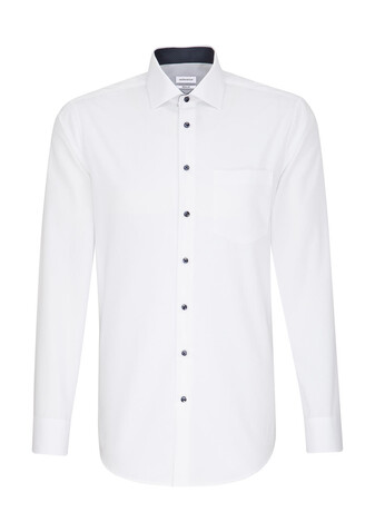 Seidensticker Contrast Patch Regular Fit 1/1 Business Kent, White, 38 bedrucken, Art.-Nr. 721200000