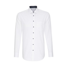 Seidensticker Contrast Patch Regular Fit 1/1 Business Kent, White, 38 bedrucken, Art.-Nr. 721200000