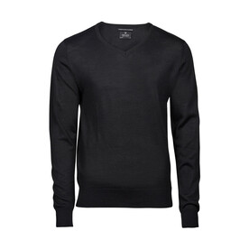 Tee Jays Men`s V-Neck Sweater, Black, S bedrucken, Art.-Nr. 764541013