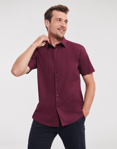 Russell Europe Fitted Stretch Shirt, White, 4XL bedrucken, Art.-Nr. 787000009