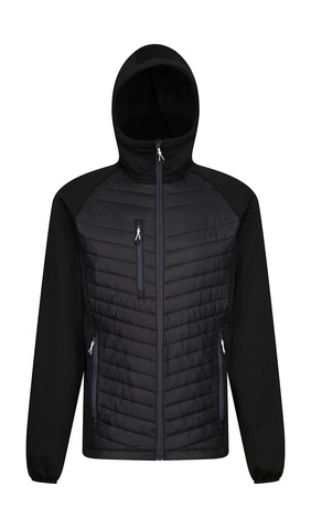 Regatta Men’s Navigate Hybrid Hooded Jacket, Black/Seal Grey, S bedrucken, Art.-Nr. 790171513