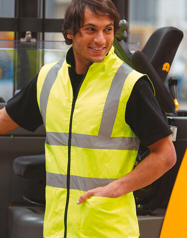 Yoko Fluo Fleece Reversible Bodywarmer, Fluo Yellow, XL bedrucken, Art.-Nr. 808776056