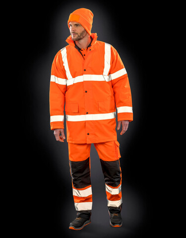 Result Core Hi-Vis Motorway Coat, Fluorescent Orange, S bedrucken, Art.-Nr. 818334053