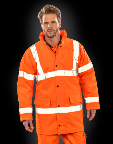 Result Core Hi-Vis Motorway Coat, Fluorescent Orange, S bedrucken, Art.-Nr. 818334053