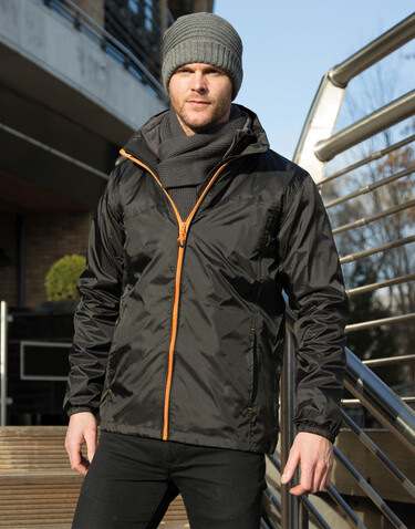 Result HDI Quest Lightweight Stowable Jacket, Black/Orange, XS bedrucken, Art.-Nr. 889331782