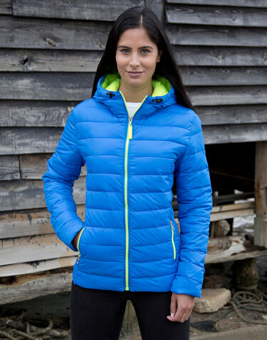 Result Ladies` Snow Bird Hooded Jacket, Ocean Blue/Lime Punch, S (10) bedrucken, Art.-Nr. 894333583
