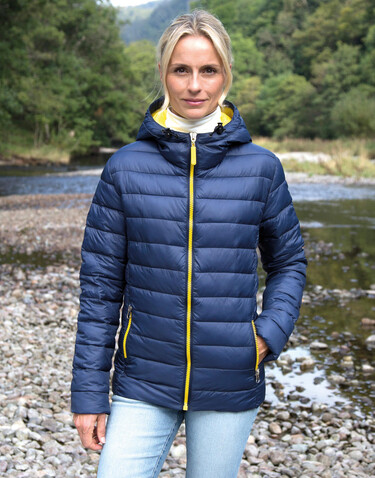 Result Ladies` Snow Bird Hooded Jacket, Navy/Yellow, XL (16) bedrucken, Art.-Nr. 894332726