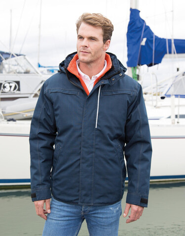 Result Denim Texture Rugged Jacket, Navy, M bedrucken, Art.-Nr. 898332004
