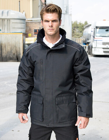 Result Work-Guard Vostex Long Coat, Black, 4XL bedrucken, Art.-Nr. 905331019