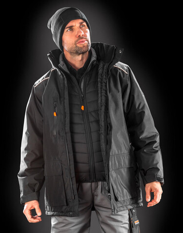 Result Work-Guard Vostex Long Coat, Black, 4XL bedrucken, Art.-Nr. 905331019