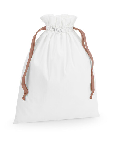 Westford Mill Cotton Gift Bag with Ribbon Drawstring, Soft White/Black, S bedrucken, Art.-Nr. 921280733