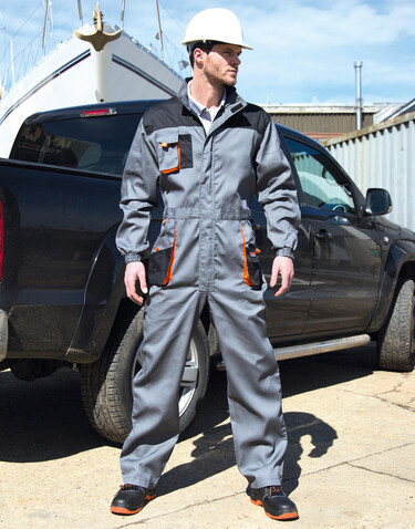 Result LITE Coverall, Black/Grey/Orange, 4XL bedrucken, Art.-Nr. 921331978