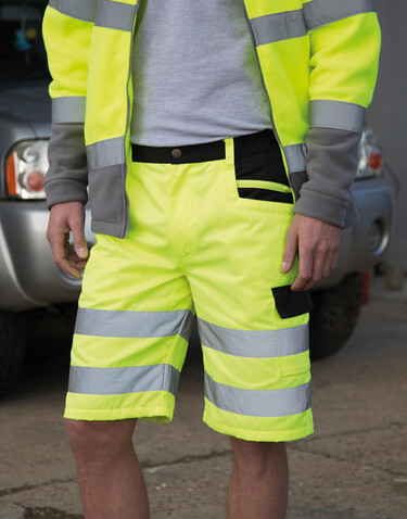Result Safety Cargo Shorts, Fluorescent Yellow, S bedrucken, Art.-Nr. 931336053