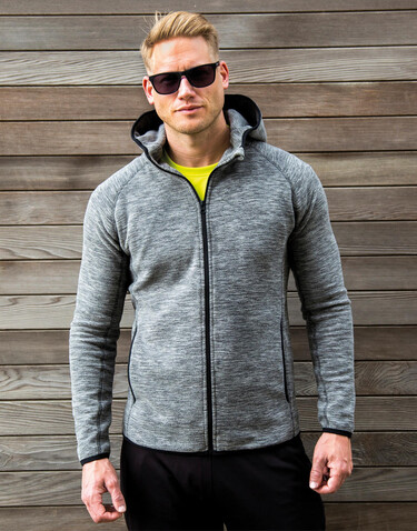 Result Men`s Microfleece Hoodi, Marl Grey/Black, M bedrucken, Art.-Nr. 933331484