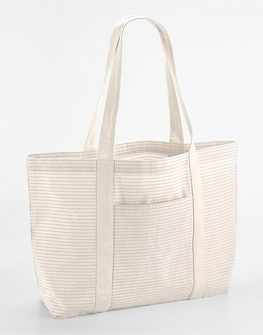 Westford Mill Striped Organic Cotton Shopper, Grey Stripe, One Size bedrucken, Art.-Nr. 934281320