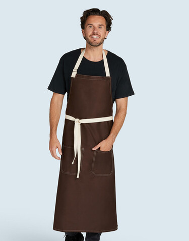 SG ACCESSORIES - BISTRO SANTORINI - Contrasted Bib Apron with Pocket, Navy, One Size bedrucken, Art.-Nr. 966592000