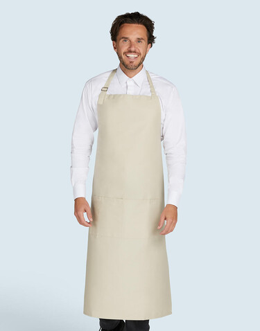 SG ACCESSORIES - BISTRO AMSTERDAM - Recycled Bib Apron with Pocket, White, One Size bedrucken, Art.-Nr. 972590000