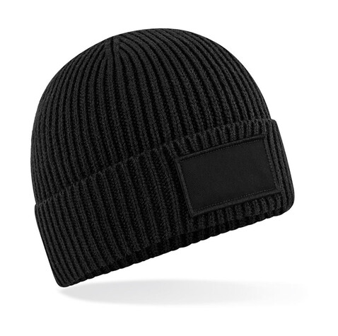 Beechfield Fashion Patch Beanie, Black, One Size bedrucken, Art.-Nr. 980691010