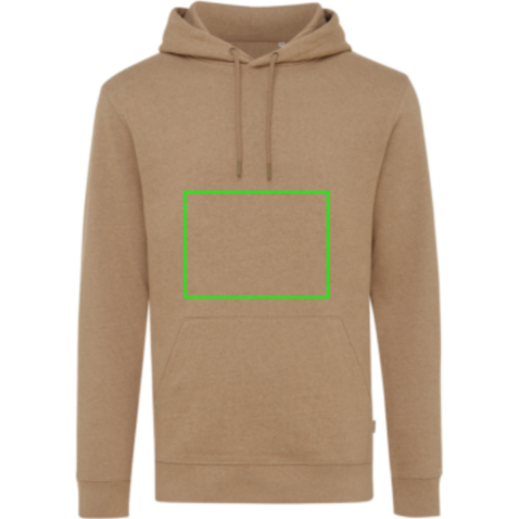 Iqoniq Torres ungefärbter Hoodie aus recycelter Baumwolle heather brown bedrucken, Art.-Nr. T9401.017.XS