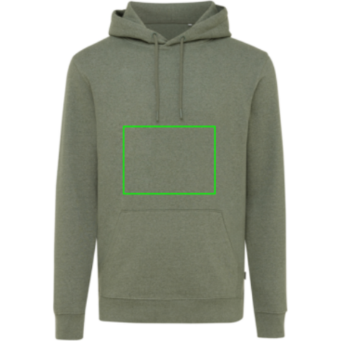 Iqoniq Torres ungefärbter Hoodie aus recycelter Baumwolle heather green bedrucken, Art.-Nr. T9401.015.XXL