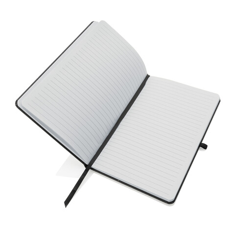 A5 Hardcover Notizbuch aus GRS recyceltem PU grau bedrucken, Art.-Nr. P774.202