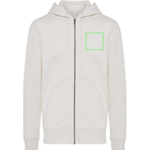 Iqoniq Abisko Zip-Kapuzenpullover aus recycelter Baumwolle natural raw bedrucken, Art.-Nr. T9600.018.5XL