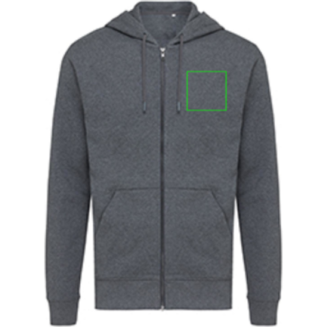 Iqoniq Abisko Zip-Kapuzenpullover aus recycelter Baumwolle ungefärbtes Anthrazit bedrucken, Art.-Nr. T9600.014.L