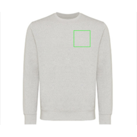 Iqoniq Etosha Lightweight Sweater aus recycelter Baumwolle ungefärbte helles Grau bedrucken, Art.-Nr. T9303.032.M