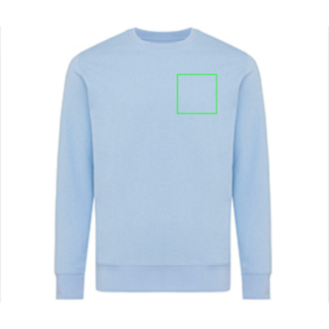 Iqoniq Etosha Lightweight Sweater aus recycelter Baumwolle sky blue bedrucken, Art.-Nr. T9303.022.M