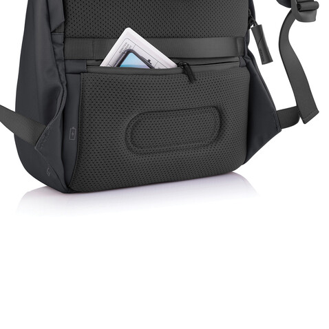 Bobby Soft, Anti-Diebstahl-Rucksack schwarz, grün bedrucken, Art.-Nr. P705.791