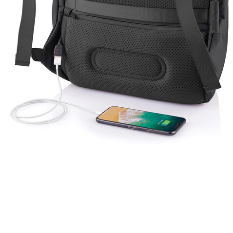 Bobby Soft, Anti-Diebstahl-Rucksack schwarz, grün bedrucken, Art.-Nr. P705.791