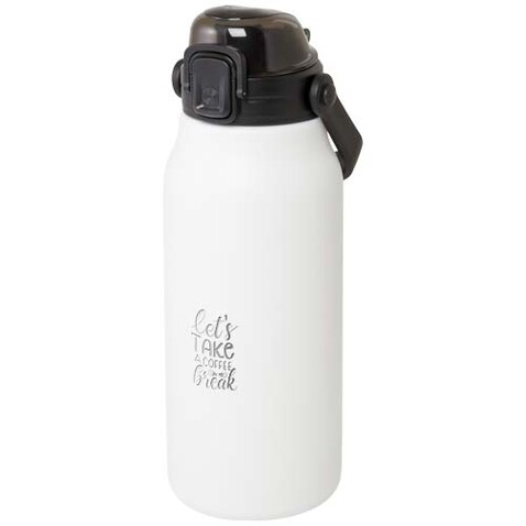 Giganto 1600 ml RCS-zertifizierte Kupfer-Vakuum Isolierflasche aus recyceltem Edelstahl, weiss bedrucken, Art.-Nr. 10078901