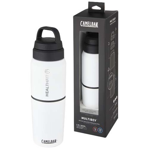 CamelBak® MultiBev 500 ml vakuumisolierte Edelstahlflasche und 350 ml Becher, weiss bedrucken, Art.-Nr. 10071601